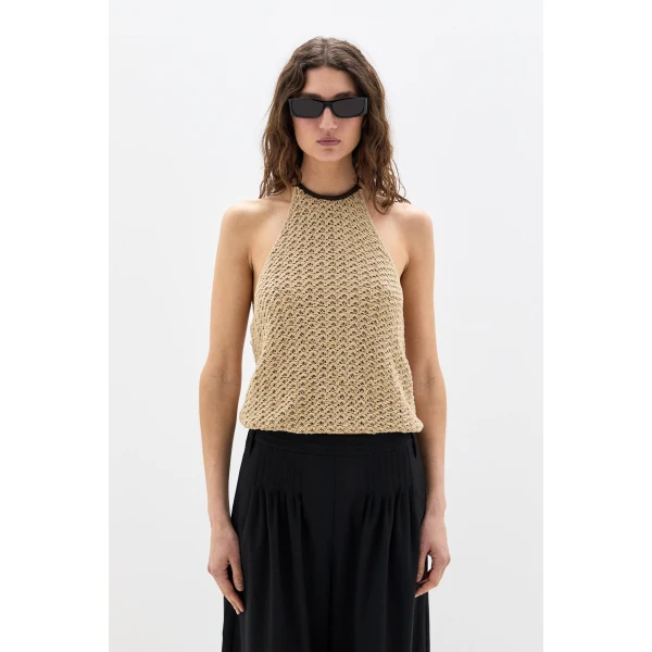 SIR the Label Ellinor Halter Top in Light Beige | Sleeveless | Luxury Shoes 