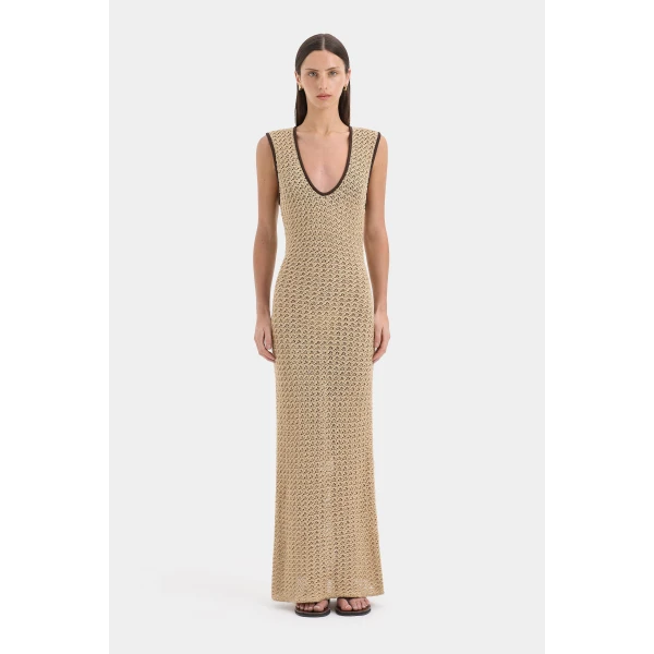 SIR the Label Ellinor Midi Dress in Light Beige | Midi Dresses | Luxury Shoes 