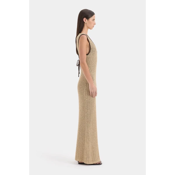 SIR the Label Ellinor Midi Dress in Light Beige | Midi Dresses | Luxury Shoes 