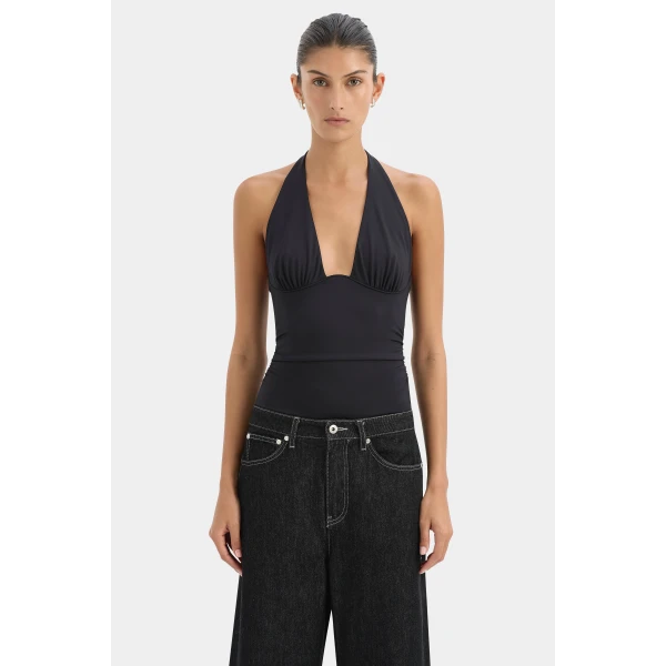 SIR the Label Elm Halter Top in Black | Sleeveless | Luxury Shoes 