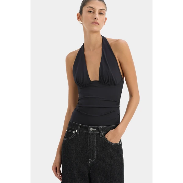 SIR the Label Elm Halter Top in Black | Sleeveless | Luxury Shoes 