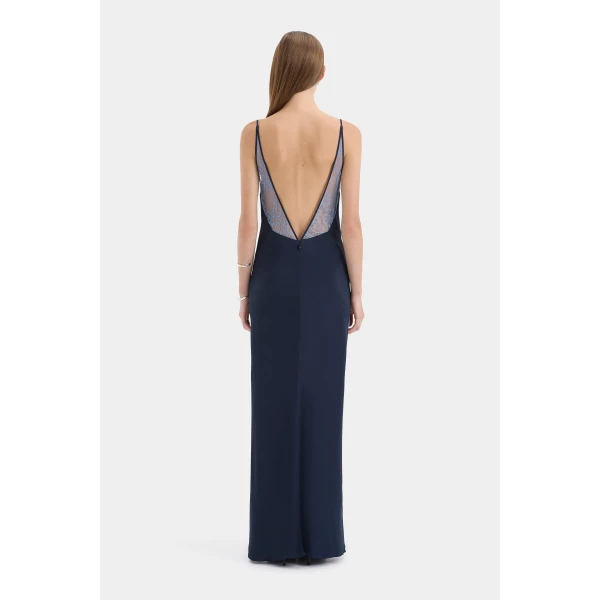 SIR the Label Elsie Lace Gown in Navy | Evening Gowns | Luxury Shoes 