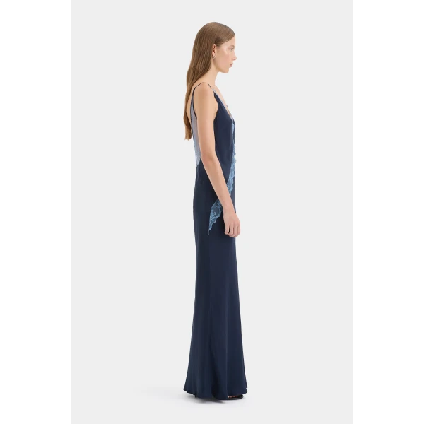 SIR the Label Elsie Lace Gown in Navy | Evening Gowns | Luxury Shoes 