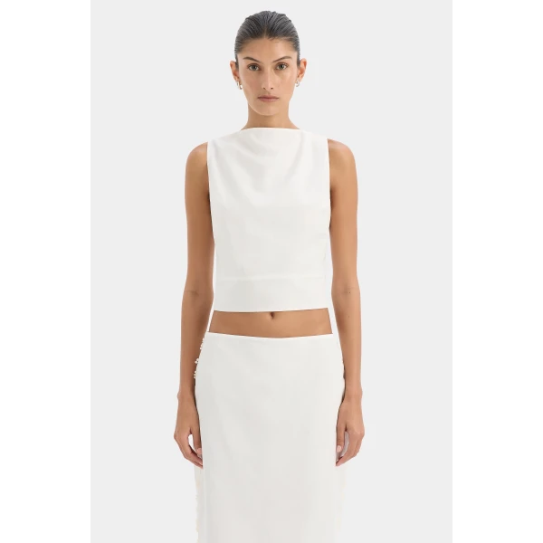 SIR the Label Elysee Midi Skirt in Natural | Midi Skirts | Luxury Shoes 