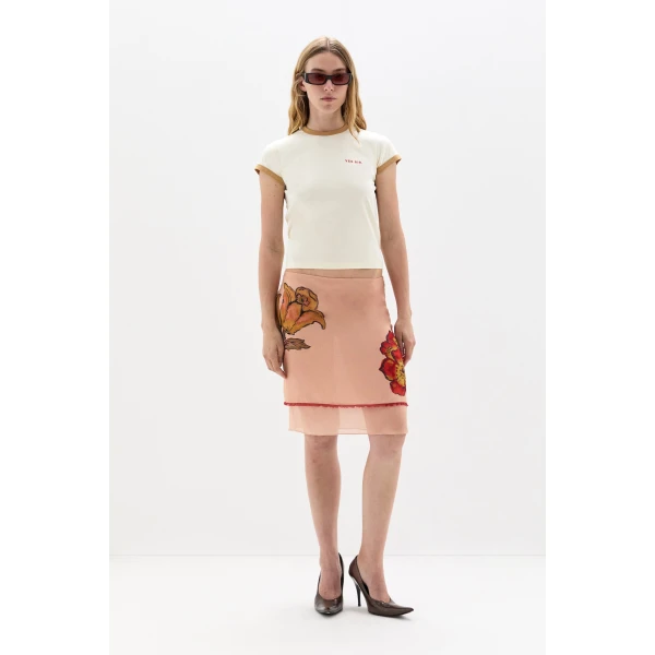 SIR the Label Estella Skirt in Aliera Floral Blush | Midi Skirts | Luxury Shoes 
