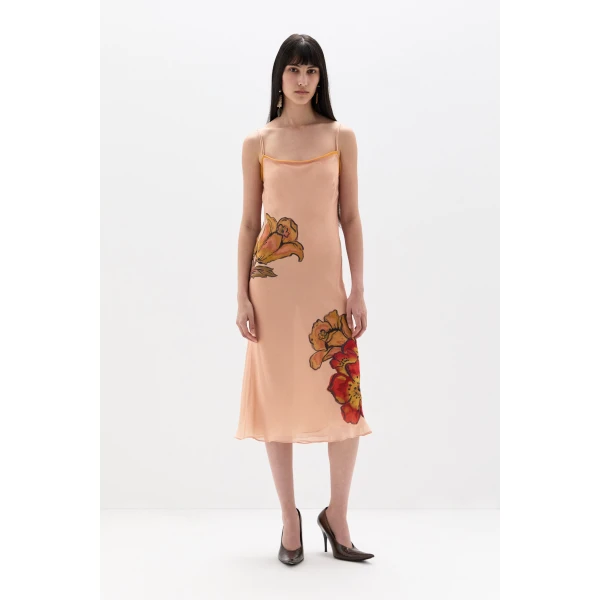 SIR the Label Estella Slip Midi Dress in Aliera Floral Blush | Midi Dresses | Luxury Shoes 