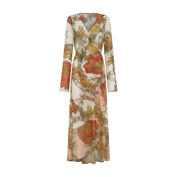 SIR the Label Estella Wrap Maxi Dress in Aliera Floral Ivory | Maxi Dresses | Luxury Shoes 