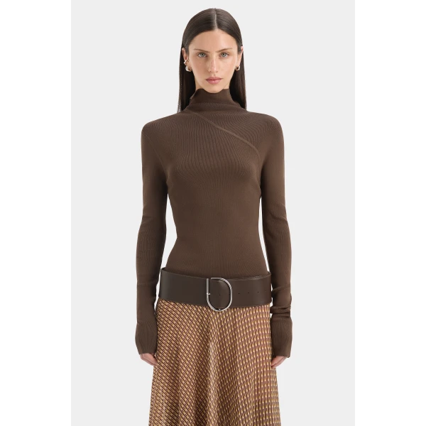 SIR the Label Fino Long Sleeve Top in Mocha | Long Sleeve | Luxury Shoes 