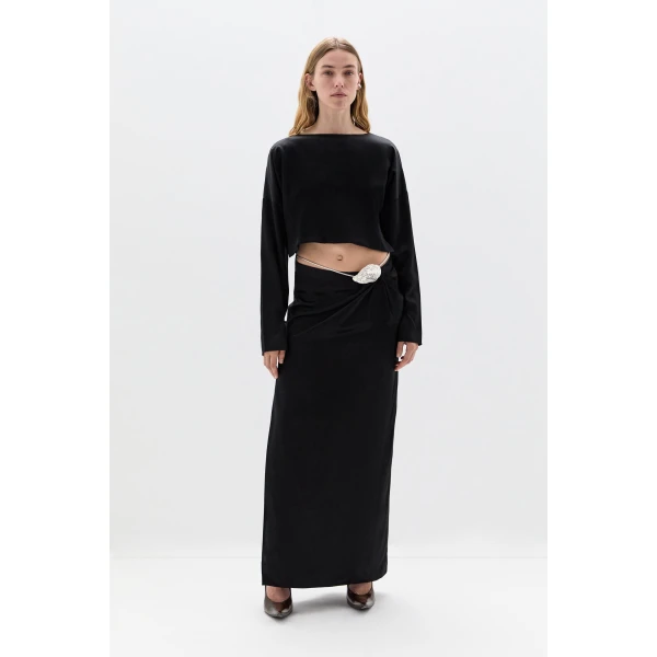 SIR the Label Flure Gown in Black | Evening Gowns | Luxury Shoes 