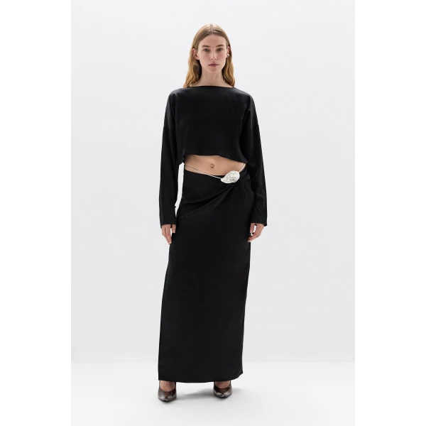 SIR the Label Flure Gown in Black | Evening Gowns | Luxury Shoes 