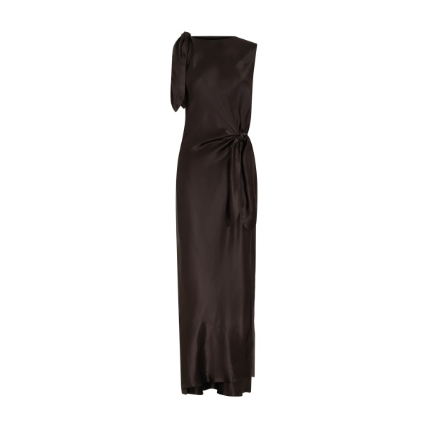 SIR the Label Gabriete Tie Shoulder Dress in Bitter Chocolate | Maxi Dresses | Luxury Shoes 