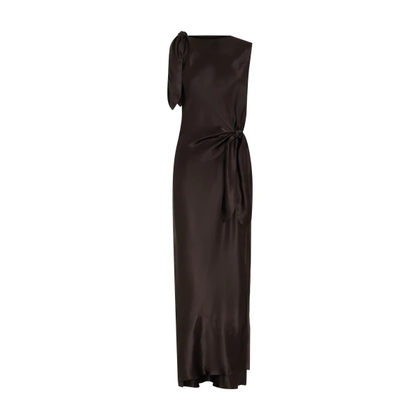 Gabriete Tie Shoulder Dress in Bitter Chocolate