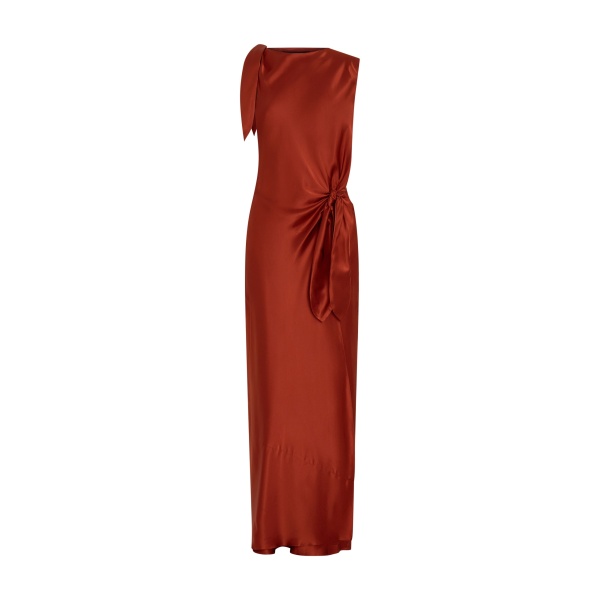 SIR the Label Gabriete Tie Shoulder Dress in Burnt Orange | Maxi Dresses | Luxury Shoes 