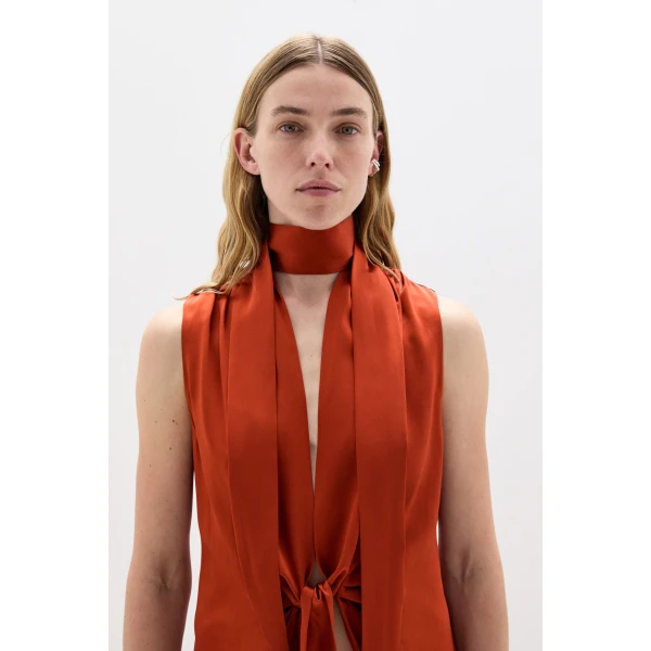 SIR the Label Gabriete Tie Top in Burnt Orange | Tops | Luxury Shoes 