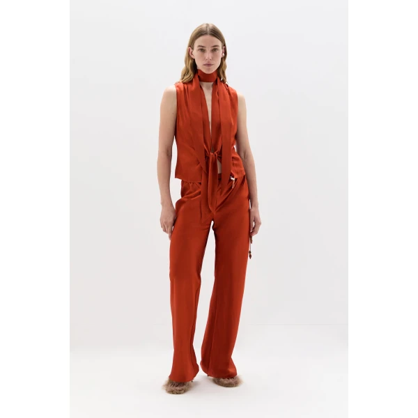 SIR the Label Gabriete Tie Top in Burnt Orange | Tops | Luxury Shoes 