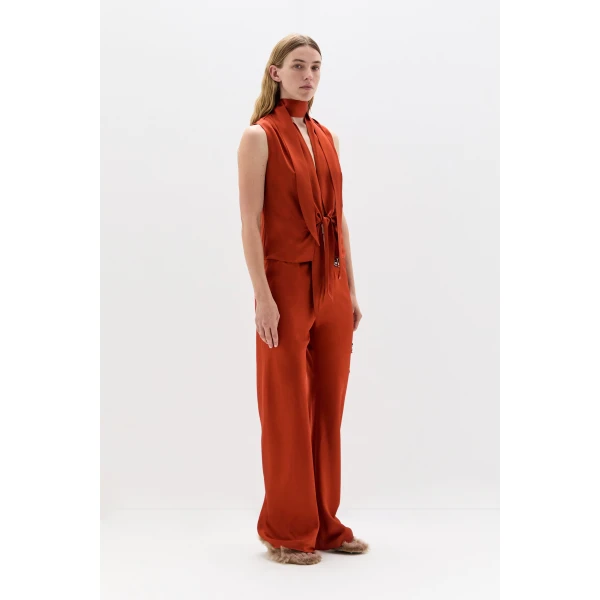 SIR the Label Gabriete Tie Top in Burnt Orange | Tops | Luxury Shoes 