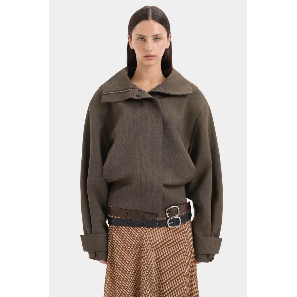 SIR the Label Henrik Bomber Jacket in Chocolate Marle | Jackets | Luxury Shoes 