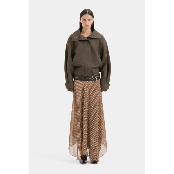 SIR the Label Henrik Bomber Jacket in Chocolate Marle | Jackets | Luxury Shoes 