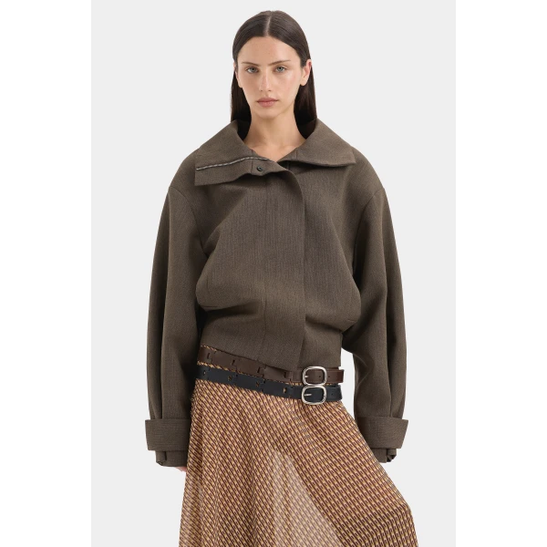 SIR the Label Henrik Bomber Jacket in Chocolate Marle | Jackets | Luxury Shoes 