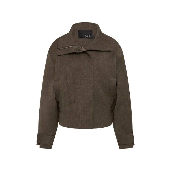 SIR the Label Henrik Bomber Jacket in Chocolate Marle | Jackets | Luxury Shoes 