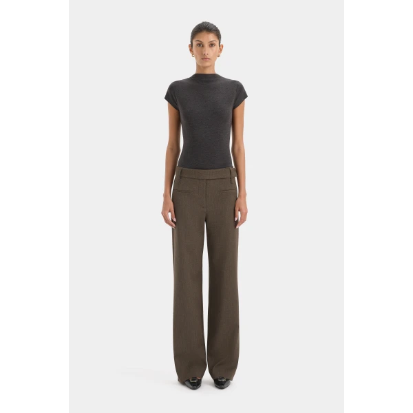 SIR the Label Henrik Straight Leg Trouser in Chocolate Marle | Tailored pants | Luxury Shoes 