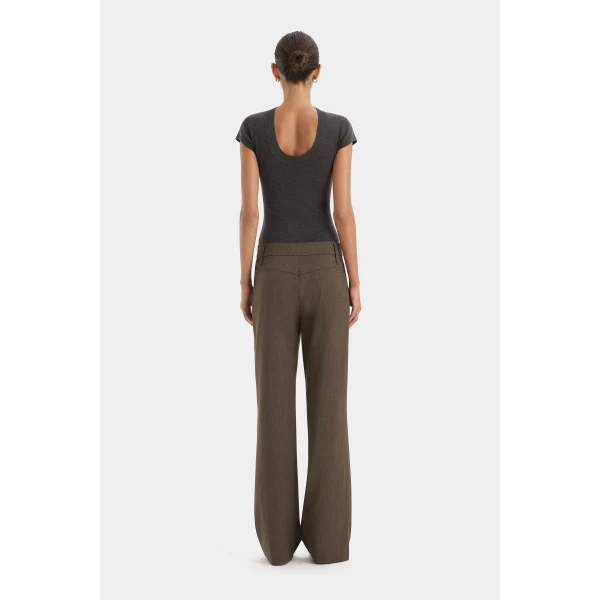 SIR the Label Henrik Straight Leg Trouser in Chocolate Marle | Tailored pants | Luxury Shoes 