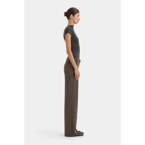 SIR the Label Henrik Straight Leg Trouser in Chocolate Marle | Tailored pants | Luxury Shoes 