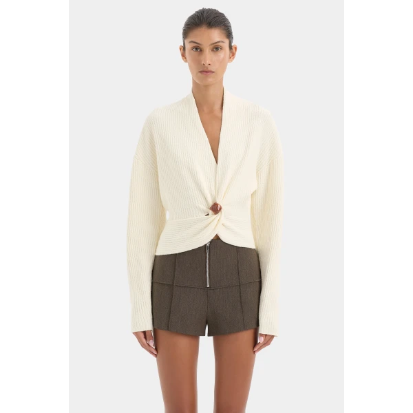 SIR the Label Ida Twist Sweater in Ivory | Sweaters | Luxury Shoes 