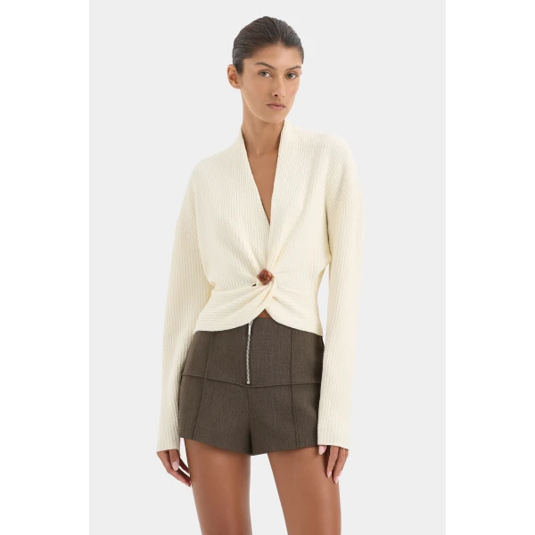 SIR the Label Ida Twist Sweater in Ivory | Sweaters | Luxury Shoes 