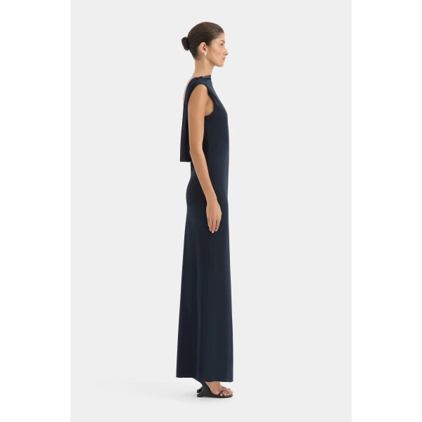 SIR the Label Isla Cowl Back Gown in Navy | Evening Gowns | Luxury Shoes 