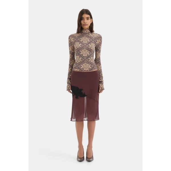 SIR the Label Isola Long Sleeve Top in Rose Parquet Plum | Long Sleeve | Luxury Shoes 