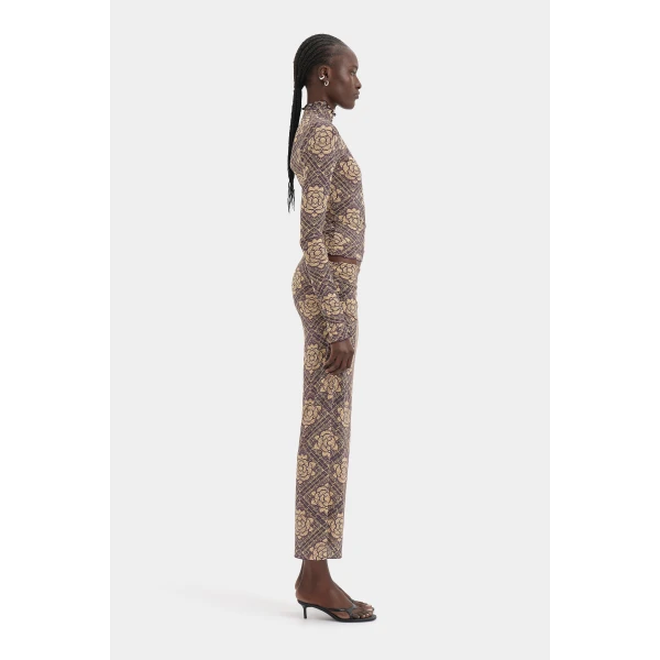 SIR the Label Isola Midi Skirt in Rose Parquet Plum | Midi Skirts | Luxury Shoes 