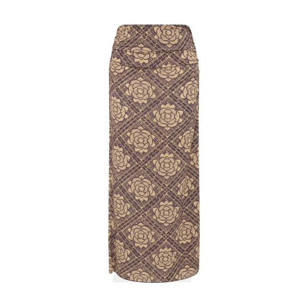 SIR the Label Isola Midi Skirt in Rose Parquet Plum | Midi Skirts | Luxury Shoes 