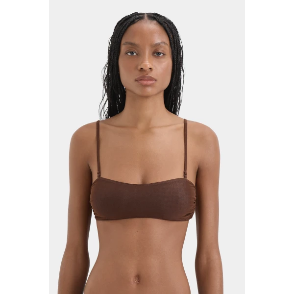 SIR the Label Jacques Mesh Bandeau in Chocolate | Cropped Top | Luxury Shoes 
