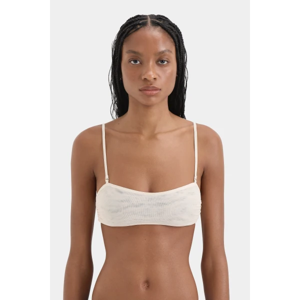 SIR the Label Jacques Mesh Bandeau in Ecru | Cropped Top | Luxury Shoes 