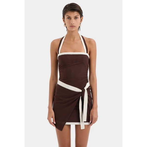 SIR the Label Jacques Mini Dress in Chocolate | Mini Dresses | Luxury Shoes 