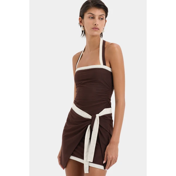 SIR the Label Jacques Mini Dress in Chocolate | Mini Dresses | Luxury Shoes 