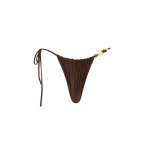 SIR the Label Jeanne Beaded String Brief in Chocolate | Bikini | Luxury Shoes 