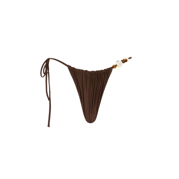 SIR the Label Jeanne Beaded String Brief in Chocolate | Bikini | Luxury Shoes 