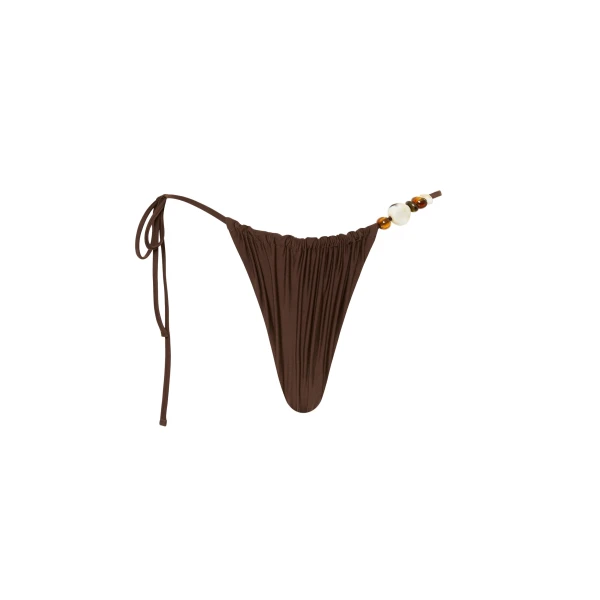 SIR the Label Jeanne Beaded String Brief in Chocolate | Bikini | Luxury Shoes 