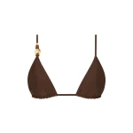 SIR the Label Jeanne Beaded String Triangle Top in Chocolate | Bikini | Luxury Shoes 
