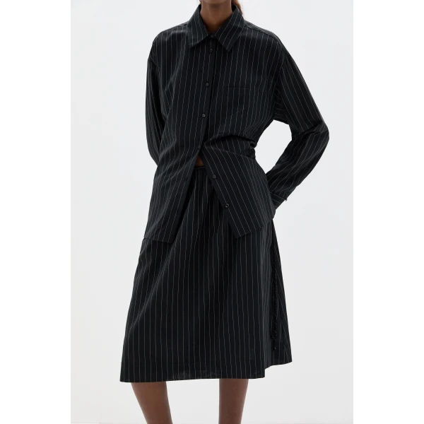 SIR the Label June Midi Skirt in Pinstripe | Midi Skirts | Luxury Shoes 