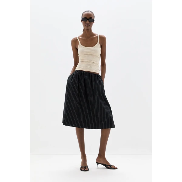 SIR the Label June Midi Skirt in Pinstripe | Midi Skirts | Luxury Shoes 
