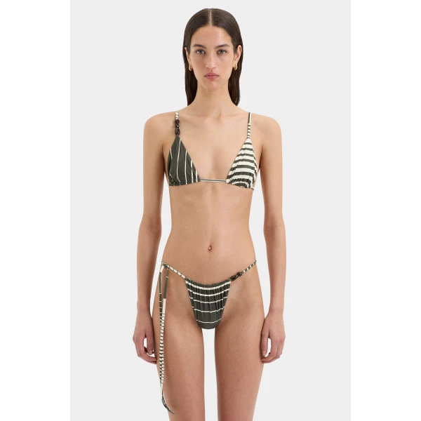 SIR the Label Leilana String Triangle Top in Garden Stripe | Bikini | Luxury Shoes 