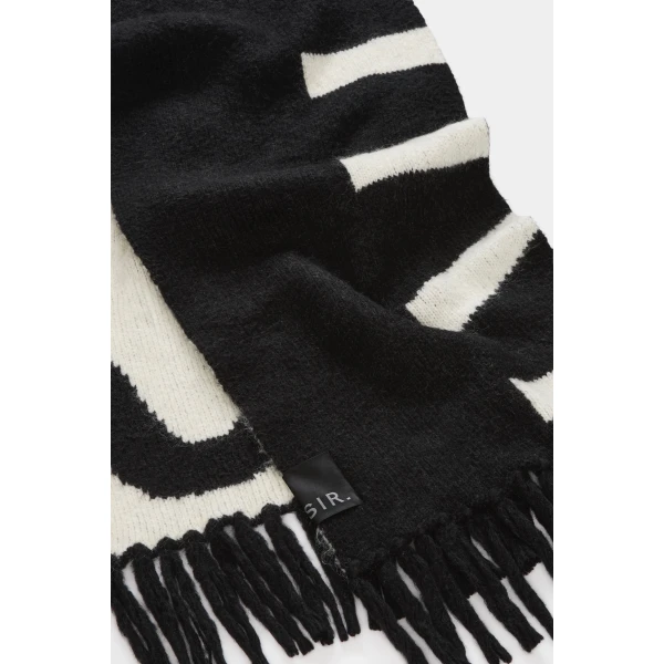 SIR the Label Lennox Knit Scarf in Black Ivory | Scarves | Luxury Shoes 
