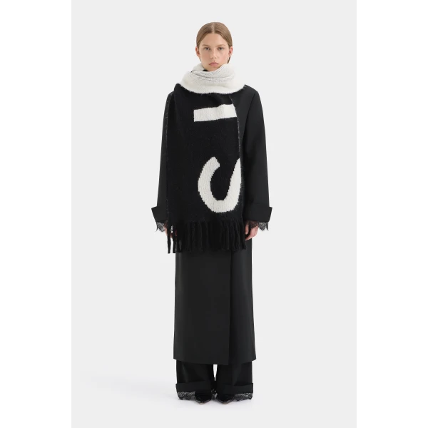 SIR the Label Lennox Knit Scarf in Black Ivory | Scarves | Luxury Shoes 