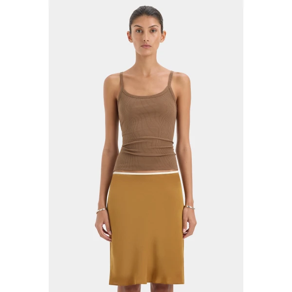 SIR the Label Liana Scoop Tank in Chocolate | Sleeveless | Luxury Shoes 