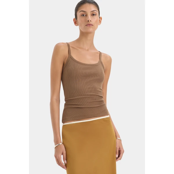 SIR the Label Liana Scoop Tank in Chocolate | Sleeveless | Luxury Shoes 