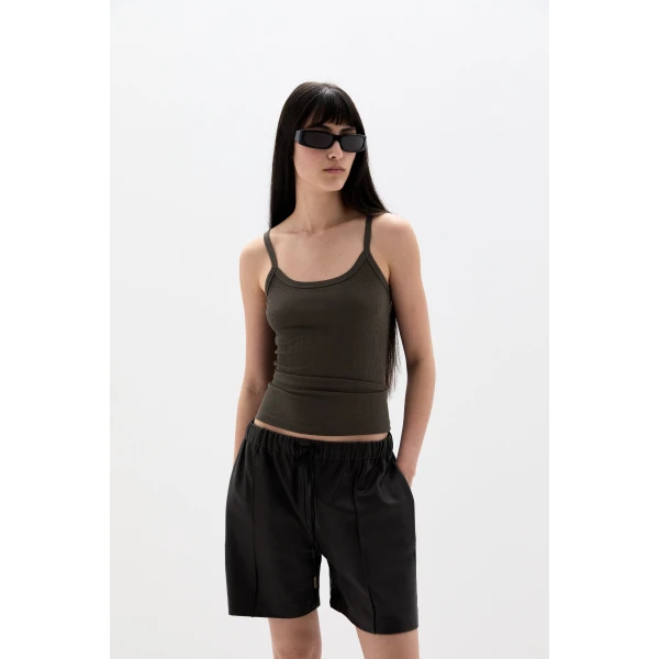 SIR the Label Liana Scoop Tank in Liquorice | Sleeveless | Luxury Shoes 