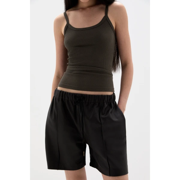 SIR the Label Liana Scoop Tank in Liquorice | Sleeveless | Luxury Shoes 